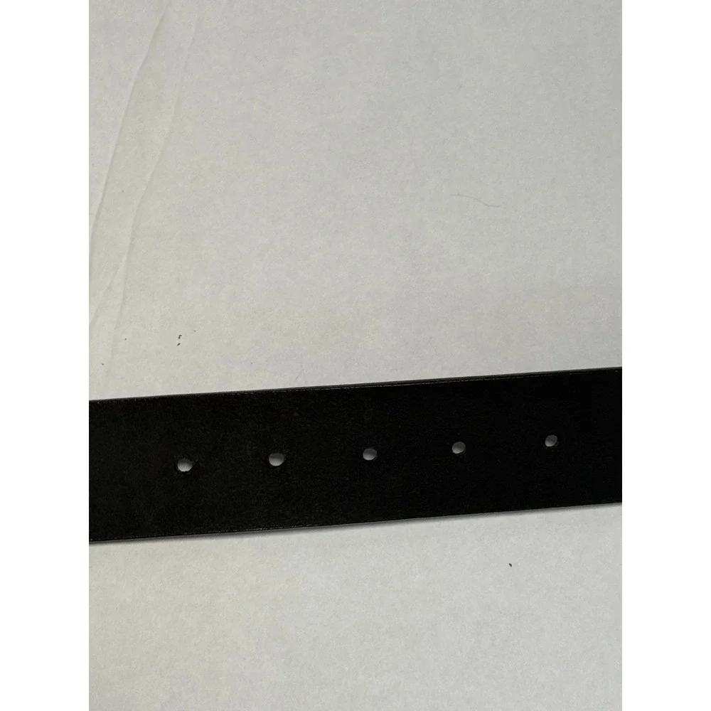 GUESS Black Leather Belt Silver Plaque Buckle Size 38 Grunge Y2K Americana